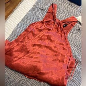 Coral/Rust Satin High Neck Tank Top